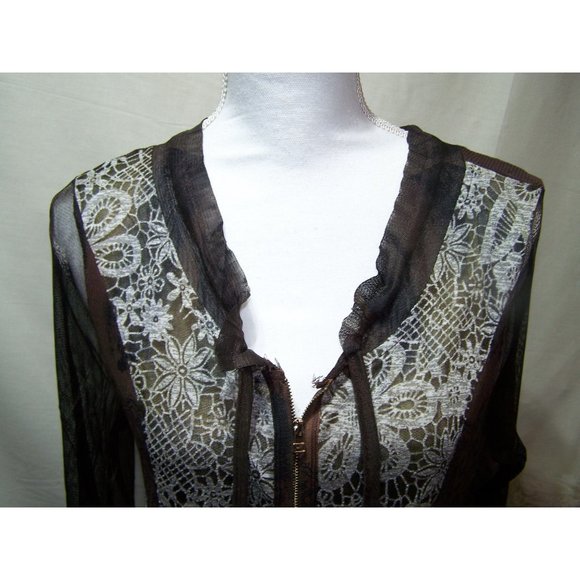 High Secret Dress Tunic Boho Festival Sheer Large Brown NWT - Picture 2 of 9